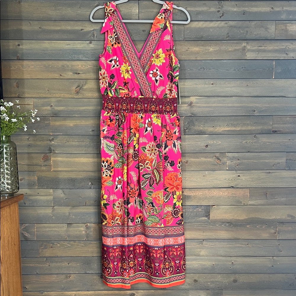 New Eliza J Smocked Waist Midi Dress Size 8